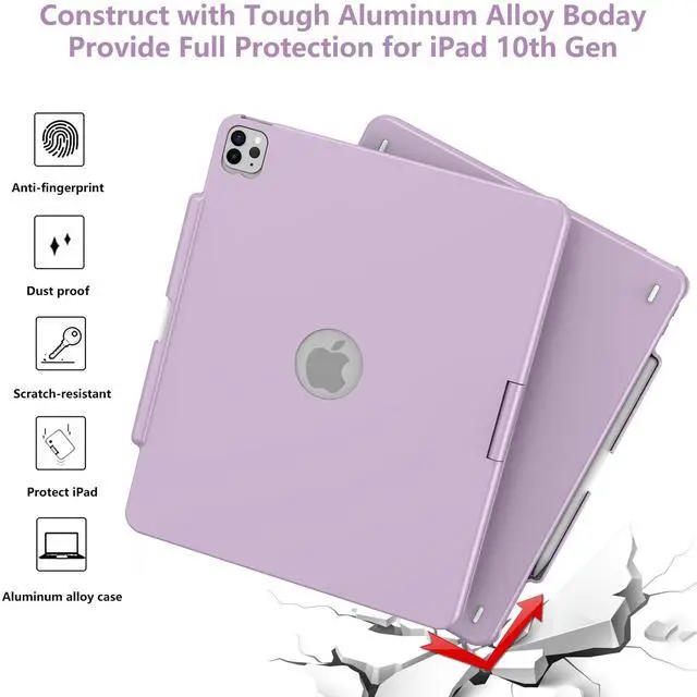 Alt view image 4 of 5 - GGH Touch for iPad Keyboard Case Air 13 (M3 2025 / M2 2024) &12.9 iPad Pro (6th,5th,4th,3rd Gen),360° Rotatable Protective Cover Multi-Touch Trackpad Keyboard Case with Pencil Holder - Light Purple