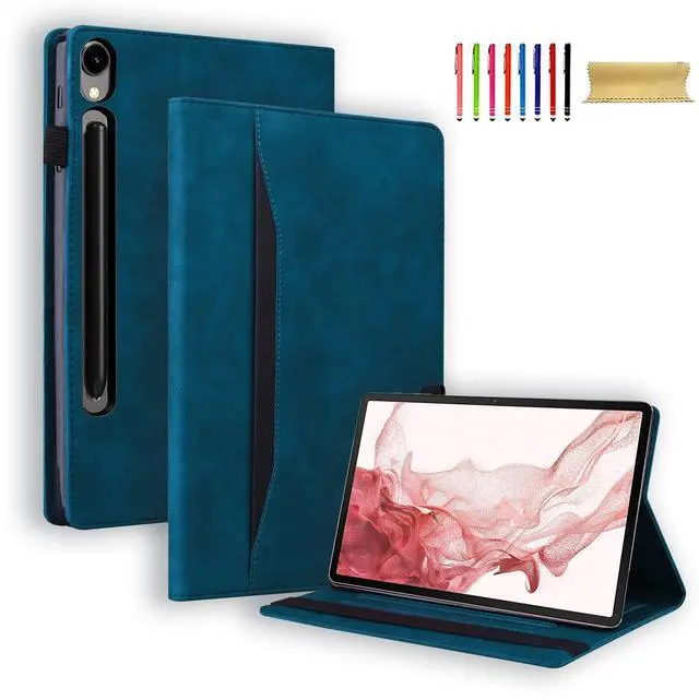 Main image of Allytechgroup Flip Case for Samsung Galaxy Tab S10 FE+ Plus 13.1 Inch 5G 2025 SM-X620 X626B, Premium PU Leather Stand Elastic Band Front Pocket Protective Tablet Cover, Blue