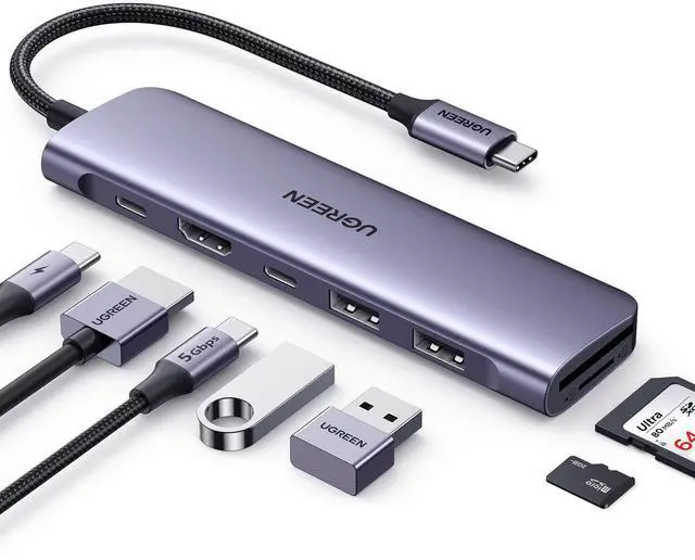 Main image of UGREEN Revodok 1071 USB C Hub for Laptop 7 in 1 Dock 4K HDMI, 100W PD Charging, USB-C & 2 USB-A 5Gbps Data Ports, SD/TF Card Reader for MacBook Pro/Air, iPad Pro, XPS, Thinkpad