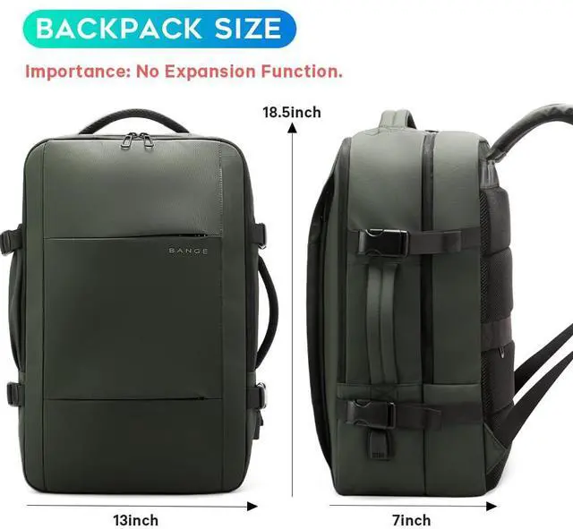 Alt view image 3 of 5 - BANGE Laptop Travel Backpack for 17inch,Carry On Backpacks With Personal Item Size,Waterproof Business Work Hiking Casual Bag