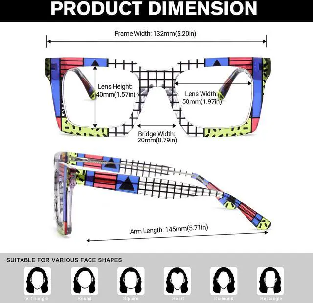 Alt view image 5 of 5 - Zeelool Sqaure Blue Light Blocking Glasses, Acetate Glasses Frame for Men Eyeglasses with Clear Lenses Anti Eyestrain & UV from Computer/TV/Phone ZJGA236887-04B