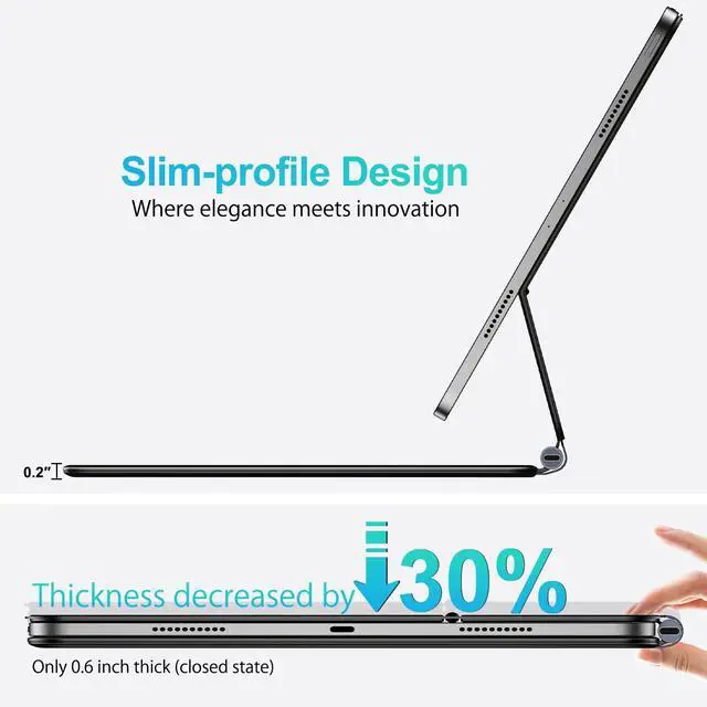 Alt view image 4 of 5 - Jibrealg Keyboard Case for iPad Air 11" (M3 2025 / M2 2024) & iPad Pro 11"(1st/2nd/3rd/4th Gen), Slim Magic Keyboard with Multi-Touch Trackpad for 10.9"iPad Air 4th/5th Gen with 7-Color Backlit,Black
