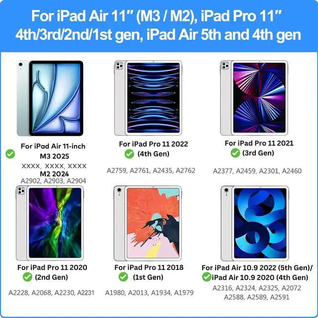 Alt view image 3 of 5 - Jibrealg Keyboard Case for iPad Air 11" (M3 2025 / M2 2024) & iPad Pro 11"(1st/2nd/3rd/4th Gen), Slim Magic Keyboard with Multi-Touch Trackpad for 10.9"iPad Air 4th/5th Gen with 7-Color Backlit,Black