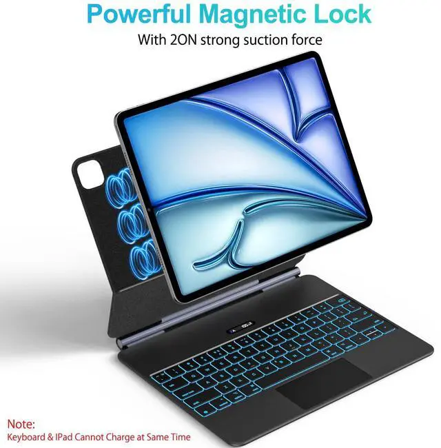 Alt view image 5 of 5 - Jibrealg Keyboard Case for iPad Air 11" (M3 2025 / M2 2024) & iPad Pro 11"(1st/2nd/3rd/4th Gen), Slim Magic Keyboard with Multi-Touch Trackpad for 10.9"iPad Air 4th/5th Gen with 7-Color Backlit,Black