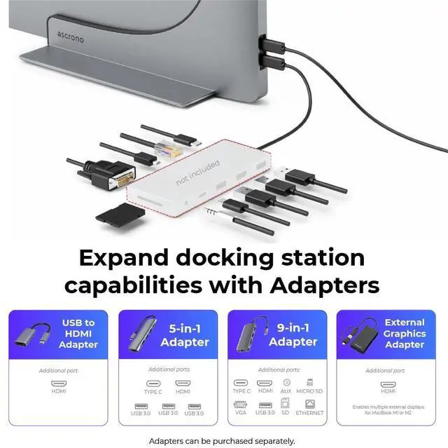 Alt view image 4 of 5 - Dock for 15" Apple MacBook Air - Docking Station - Connect Dual Displays with Two Thunderbolt 4 USB-C Ports - Mac Docking Station Hub - Supports MacBook Air 15" (M2 2023 & M3 2024)