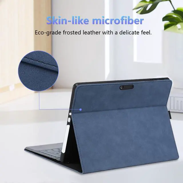 Alt view image 3 of 5 - Protective Case for 10-inch Microsoft Surface Go 4/3/2/1, Multiple Angle Viewing, Slim Lightweight Cover, Stylus Holder, Light Heat Dissation, Compatible with Type Cover Keyboard, Blue