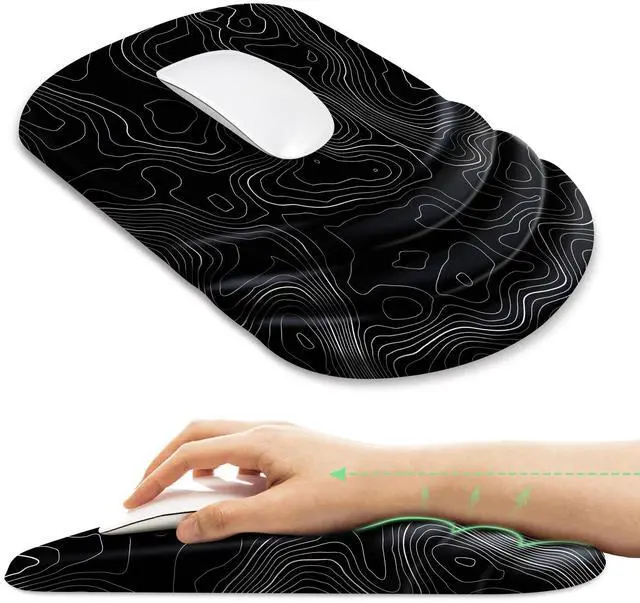 Main image of Ergonomic Mouse Pad with Wrist Rest Support,Non-Slip PU Base,Massage for Carpal Tunnel Pain Relief,Memory Foam Mousepad for Home,Office,WorkTopographic Contour