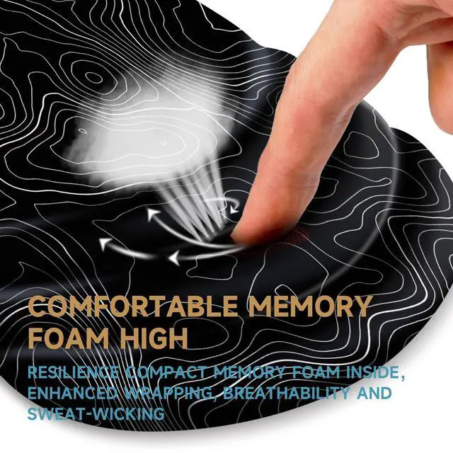 Alt view image 4 of 5 - Ergonomic Mouse Pad with Wrist Rest Support,Non-Slip PU Base,Massage for Carpal Tunnel Pain Relief,Memory Foam Mousepad for Home,Office,WorkTopographic Contour