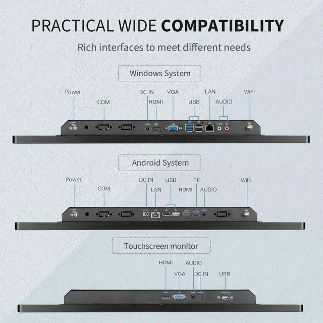 Alt view image 4 of 5 - TouchWo 21.5 inch Android 11 Touchscreen Industrial PC, 16:9 FHD 1080P, WiFi and Built-in Speakers, RK3568 2GB RAM & 32GB ROM, Smart Board for Classroom, Meeting & Game