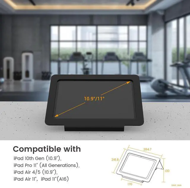 Alt view image 4 of 5 - Beelta Tablet Desk Stand, All Metal 30° Ergonomic with Security Cable Lock for Office, POS Counter, Reception - Compatible with iPad 10th (10.9"), Pro 11", Air 4/5 (10.9"), Air 11"iPad 11"(A16)