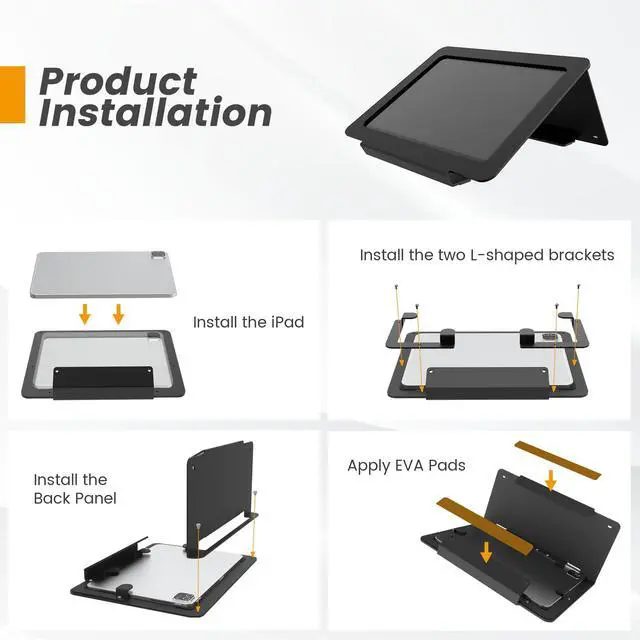 Alt view image 5 of 5 - Beelta Tablet Desk Stand, All Metal 30° Ergonomic with Security Cable Lock for Office, POS Counter, Reception - Compatible with iPad 10th (10.9"), Pro 11", Air 4/5 (10.9"), Air 11"iPad 11"(A16)