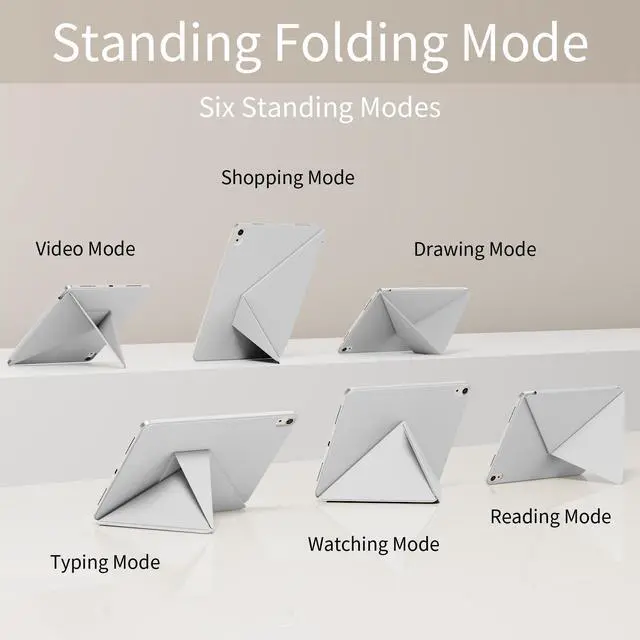 Alt view image 2 of 5 - KVTVOU Case for iPad (A16) 11th/10th Generation (2025/2022, 11/10.9 Inch), Detachable Magnetic Attachment, Multiple Folding Stand, Slim Rebound Protection Cover, Auto Sleep/Wake, Gray