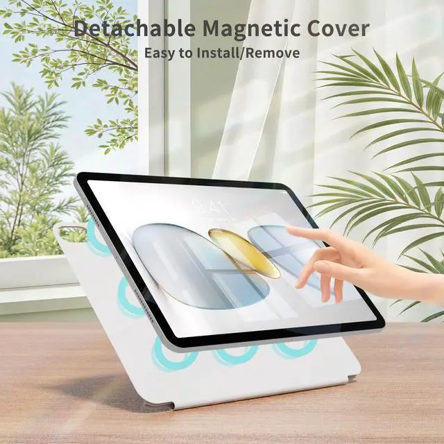 Alt view image 3 of 5 - KVTVOU Case for iPad (A16) 11th/10th Generation (2025/2022, 11/10.9 Inch), Detachable Magnetic Attachment, Multiple Folding Stand, Slim Rebound Protection Cover, Auto Sleep/Wake, Gray