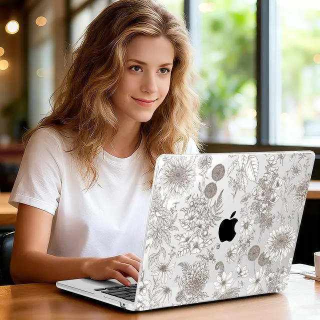 Alt view image 2 of 5 - Yebiseven for MacBook Air 13.6 Inch M4/M3/M2 Case 2025 2024 2023 2022 Released A3240/A3113/A2681, Laptop Hard Shell Case with Keyboard Cover & Trackpad Protector & 2 OTG Adapters, Dahlia Cosmos