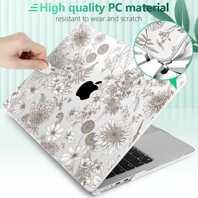 Alt view image 5 of 5 - Yebiseven for MacBook Air 13.6 Inch M4/M3/M2 Case 2025 2024 2023 2022 Released A3240/A3113/A2681, Laptop Hard Shell Case with Keyboard Cover & Trackpad Protector & 2 OTG Adapters, Dahlia Cosmos