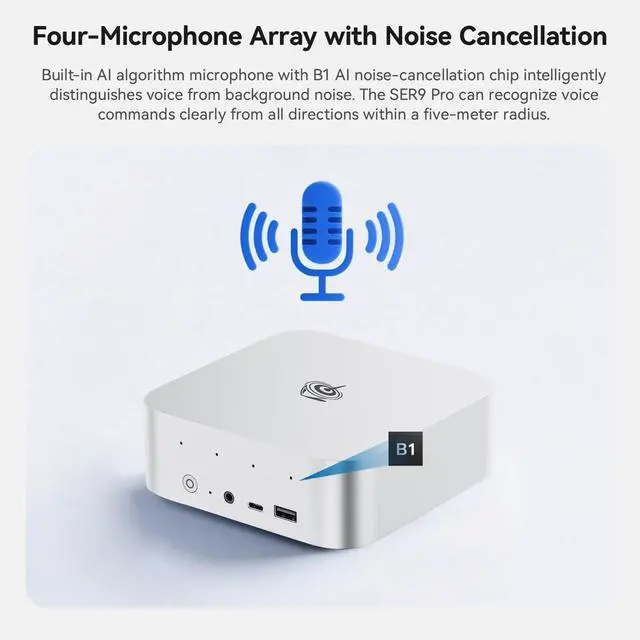 Alt view image 3 of 5 - Beelink Mini PC SER9 Pro AMD Ryzen 7 H 255, Mini Computer(8C/16T, up to 4.9GHz), 32GB LPDDR5X 1TB PCIe4.0 x4 SSD, 4K UHD Triple Display HDMI/DP1.4/USB4/MIC/Speakers/WiFi 6/BT5.2/2.5Gbps