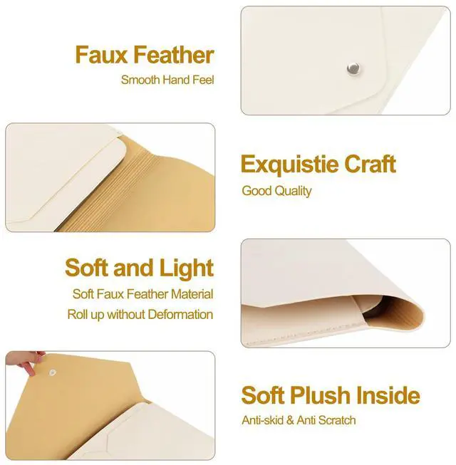 Alt view image 3 of 5 - Laptop Sleeve 13 inch, Laptop Case, Faux Leather Laptop Sleeve Bag with Magnetic Buckle, Compatible with MacBook Air 13/Air 13.6/Pro 13, Small Pouch for Charger, Mouse Pad and Cord Organizer, White