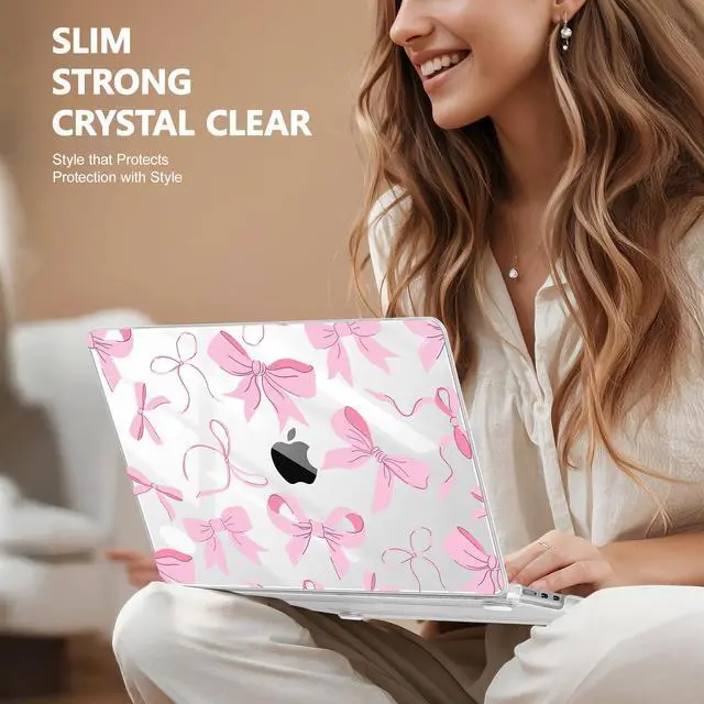 Alt view image 4 of 5 - May Chen Compatible with M4 MacBook Air 15 Inch Case 2025 2024 2023 A3241 A3114 A2941 M3 M2 with Liquid Retina Display & Touch ID, Protective Plastic Hard Shell Cover - Pink Bows