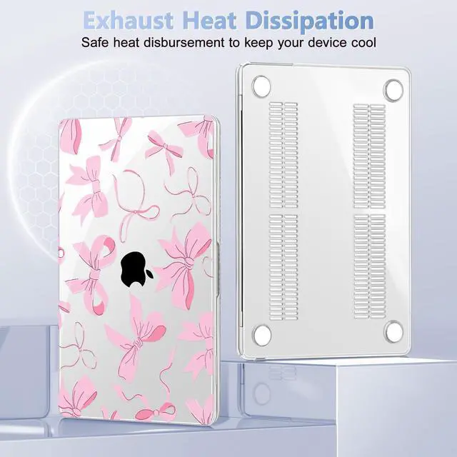 Alt view image 5 of 5 - May Chen Compatible with M4 MacBook Air 15 Inch Case 2025 2024 2023 A3241 A3114 A2941 M3 M2 with Liquid Retina Display & Touch ID, Protective Plastic Hard Shell Cover - Pink Bows
