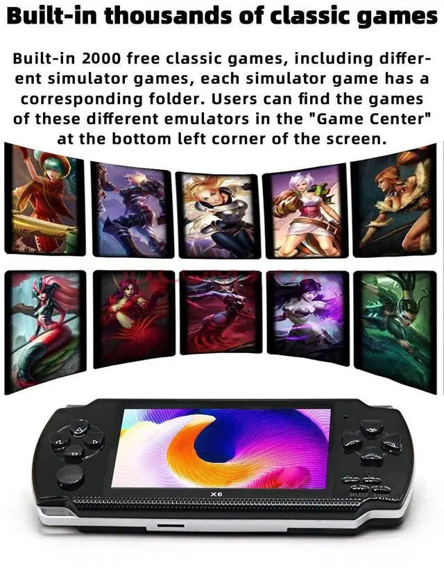 Alt view image 4 of 5 - JXD Handheld Game Console 4.3 inch 8GB Built in 2000 Games for Multiple Simulators X6 Retro Video Game Console Mp3/4/Ebook TV Out Mini Hand Portable Game Player Device Holiday/Christmas Gifts(Black)