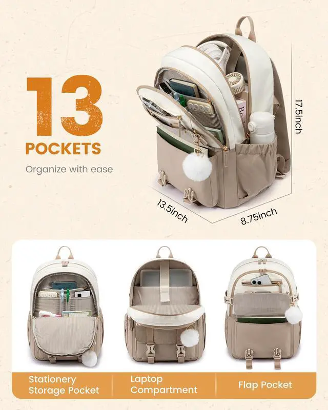 Alt view image 3 of 5 - LOVEVOOK Back to School Backpack for Teen Girls Boys, Cute Bookbag for 12-16 Student, Aesthetic Travel Laptop Backpack Purse, Middle High College School Backpack with Large Cup Holder, Black, 15.6"