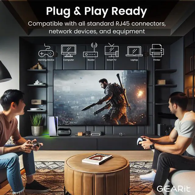 Alt view image 5 of 5 - GearIT Cat 6 Ethernet Cable Pack - 24-Pack 0.5 ft Cat6 Ethernet Patch Cables | RJ45 Network Patch Cable, 10 Gbps Snagless Gold-Plated Connectors - Ethernet Cable Cat 6 for PC, TV, Router - Blue