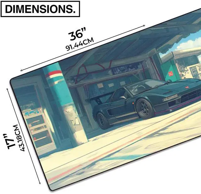 Alt view image 2 of 5 - MPCO. Manga Motors Large Gaming Desk Pad - 36" x 17" Duraglyde Fabric Harukis-Honda Desk Mats - Non-Slip, Washable, Smooth Glide for Precision Gaming & Work