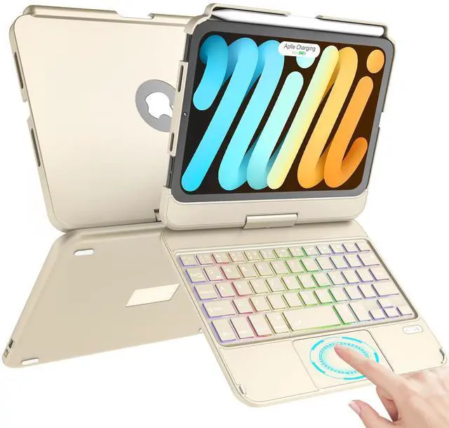 Main image of TaIYanG Keyboard Case for iPad mini 7 A17 Pro 2024 & Mini 6,7 Color Backlit Trackpad Keyboard Case for iPad mini 6th Generation 2021 8.3-inch,360° Rotatable Slim Cover for iPad mini 7th Gen,Rock Grey