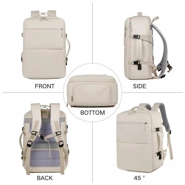 Alt view image 2 of 5 - Endaycon Travel Backpack for Women, Waterproof Laptop Backpack with USB Charging Hole, Airplane Travel Essentials