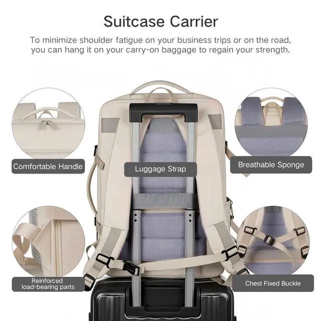 Alt view image 4 of 5 - Endaycon Travel Backpack for Women, Waterproof Laptop Backpack with USB Charging Hole, Airplane Travel Essentials