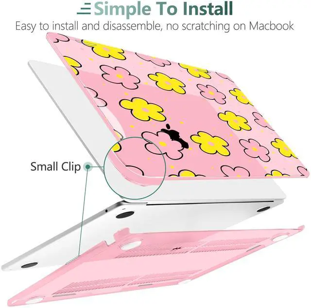 Alt view image 4 of 5 - TWOLSKOO for MacBook Air 13 inch Case M4 A3240 M3 A3113 M2 A2681 2025 2024 2022 Plastic Hard Shell, Keyboard Cover, Type C Adapter, Screen Protector for MacBook Air 13.6 inch, Cute Pink Flowers