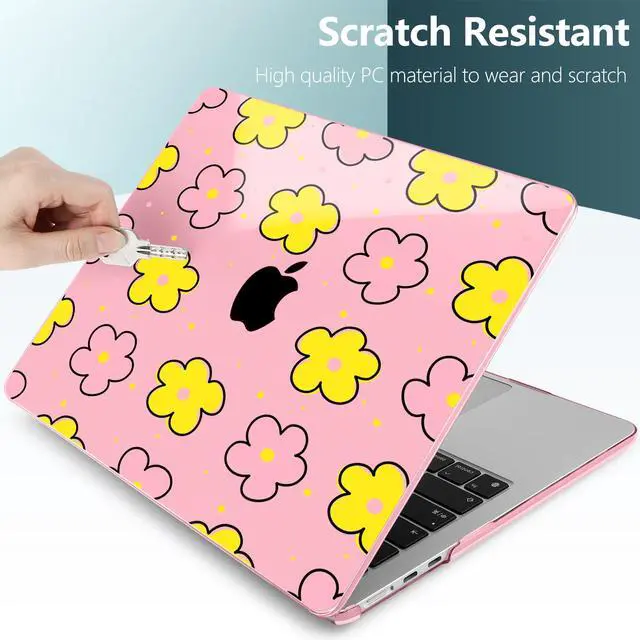 Alt view image 5 of 5 - TWOLSKOO for MacBook Air 13 inch Case M4 A3240 M3 A3113 M2 A2681 2025 2024 2022 Plastic Hard Shell, Keyboard Cover, Type C Adapter, Screen Protector for MacBook Air 13.6 inch, Cute Pink Flowers