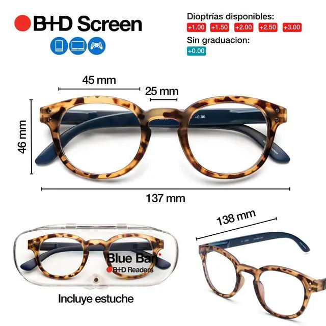 Alt view image 4 of 5 - B + D Reading glasses - Brand Blue Ban Readers - Material Frame and temple: PC - Temples with flex - Blue Light filter lenses - Tortoise Color - +2.50