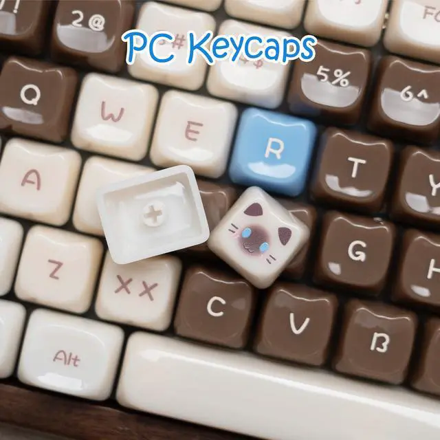 Alt view image 3 of 5 - Rainy75 Jelly Jade Keycaps, Translucent Cute Ragdoll Cat Key caps, Mao Profile, Custom 148 Keys Set for 100%, 75%, 65%, 60% Mechanical Keyboard (Brown)