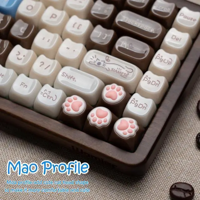 Alt view image 2 of 5 - Rainy75 Jelly Jade Keycaps, Translucent Cute Ragdoll Cat Key caps, Mao Profile, Custom 148 Keys Set for 100%, 75%, 65%, 60% Mechanical Keyboard (Brown)