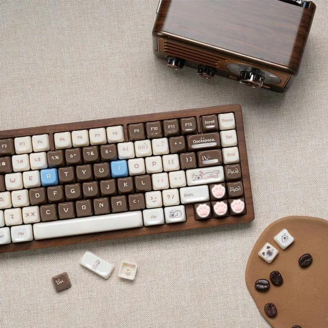 Alt view image 5 of 5 - Rainy75 Jelly Jade Keycaps, Translucent Cute Ragdoll Cat Key caps, Mao Profile, Custom 148 Keys Set for 100%, 75%, 65%, 60% Mechanical Keyboard (Brown)