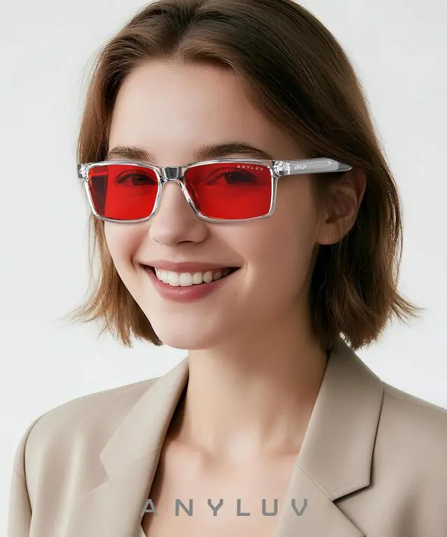 Alt view image 2 of 5 - ANYLUV Blue Light Glasses for Men/Women, Blue Green Light Blocking with Red Lens, Sleep Enhancement Glasses for Eyes Protection