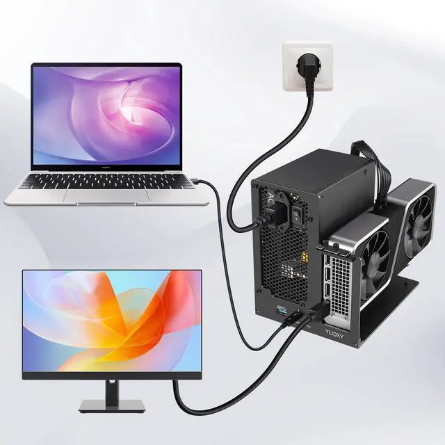 Alt view image 5 of 5 - YLIDXY External GPU Enclosure (eGPU) Compatible with Thunderbolt 3/4,USB4 PD 85W Charging,Daisy Chain Support eGPU Dock Station 40Gbps Rate Support NVIDIA/AMD and PCIE Cards,ATX Power Supply Black