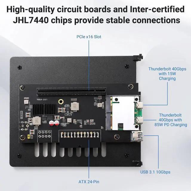 Alt view image 4 of 5 - YLIDXY External GPU Enclosure (eGPU) Compatible with Thunderbolt 3/4,USB4 PD 85W Charging,Daisy Chain Support eGPU Dock Station 40Gbps Rate Support NVIDIA/AMD and PCIE Cards,ATX Power Supply Black
