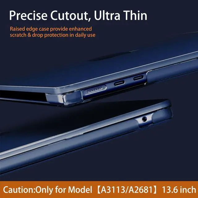 Alt view image 4 of 5 - CISSOOK for MacBook Air 13.6 inch Case M3 2024 2025 M2 2022 Release Model A3113 A2681, Ultra Thin Armor Super Crystal Clear Hard Shell Protective Cover for MacBook Air 13 inch 2024- Crystal Midnight
