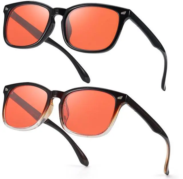 Main image of SODQW Gaming Blue Light Blocking Glasses for Men Women Reduce Eyestrain Orange Aviator Eyeglasses for Computer TV