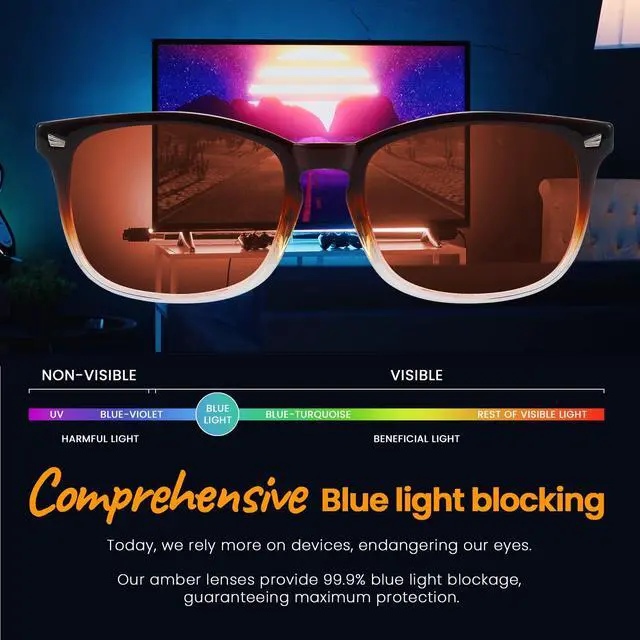 Alt view image 4 of 5 - SODQW Gaming Blue Light Blocking Glasses for Men Women Reduce Eyestrain Orange Aviator Eyeglasses for Computer TV