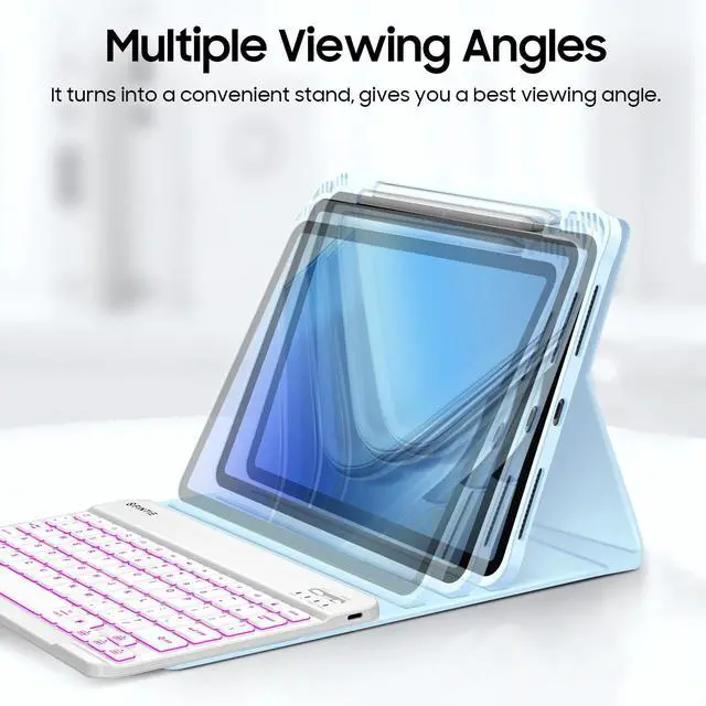 Alt view image 4 of 5 - FINTIE Keyboard Case for iPad Air 11-inch M3 (2025) / M2 (2024), iPad Air 5th (2022) / 4th Generation 10.9 Inch - Soft TPU Cover w/Magnetically Detachable Bluetooth Keyboard, Backlight/Blue