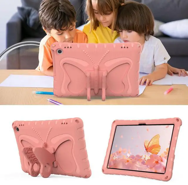 Alt view image 2 of 5 - YGTRLKP for Kindle Fire Max 11" (2023) Butterfly Wings Kickstand Kids Girl Tablet Case EVA Material Light Weight Shockproof Rugged Heavy Duty Kids Tablet Case for Kindle Fire Max 11" (2023) (Pink)