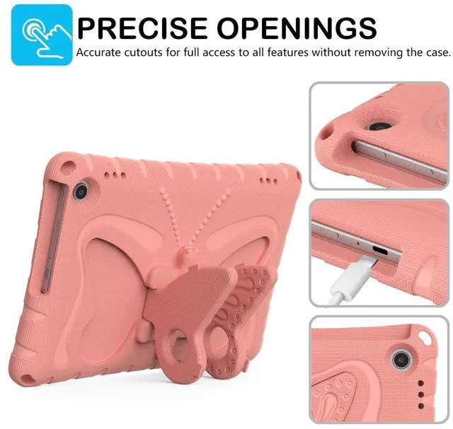 Alt view image 3 of 5 - YGTRLKP for Kindle Fire Max 11" (2023) Butterfly Wings Kickstand Kids Girl Tablet Case EVA Material Light Weight Shockproof Rugged Heavy Duty Kids Tablet Case for Kindle Fire Max 11" (2023) (Pink)