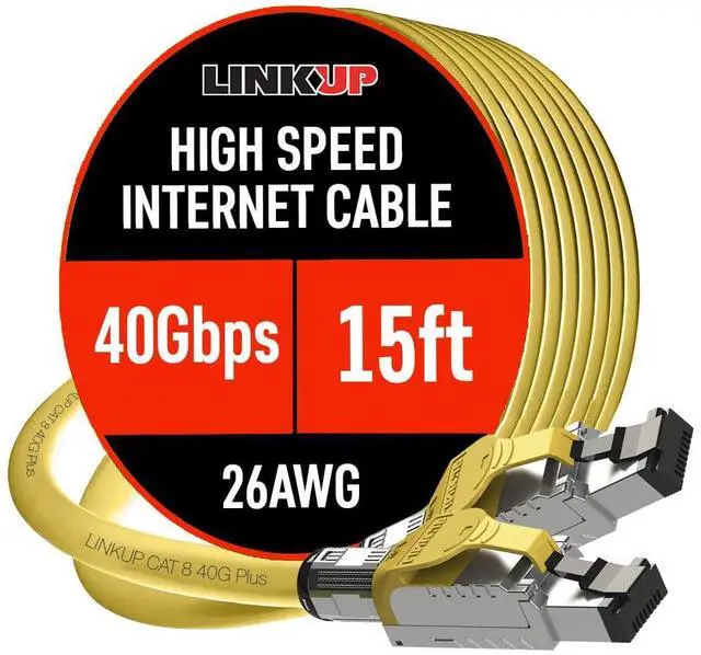 Main image of LINKUP Cat 8 Ethernet Cable | Long Internet Cord | High Speed LAN Connection | RJ45 connectors | Use with Cat 5/ Cat 6/ Cat 7 | Optimal for Gaming