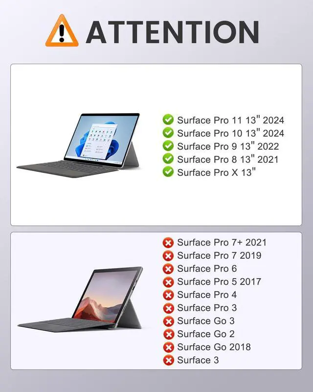 Alt view image 2 of 5 - MoKo for Surface Pro 11 Keyboard, Ultra-Slim Portable Wireless Bluetooth Microsoft Surface Pro 11/10/9/8/X Keyboard with Palm-Rejection Trackpad, 7-Color Backlit, Pen Holder, Long Battery Life, Black