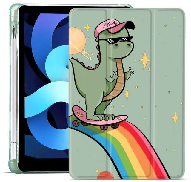 Main image of MAYCARI Cool Dinosaur Star Case for iPad 10.2 inch 2021/2020/2019 with Pencil Holder, Cute Animal iPad 9th/8th/7th Generation Protective Case with Soft TPU Back, Auto Sleep/Wake Cover Slim Shell