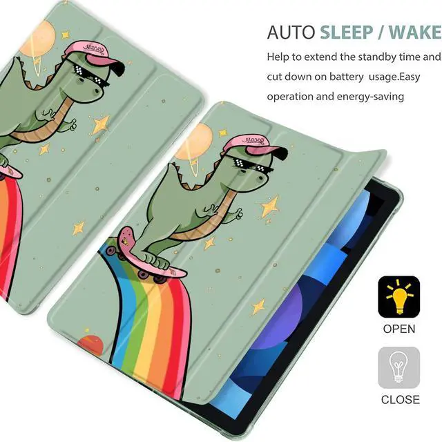 Alt view image 4 of 5 - MAYCARI Cool Dinosaur Star Case for iPad 10.2 inch 2021/2020/2019 with Pencil Holder, Cute Animal iPad 9th/8th/7th Generation Protective Case with Soft TPU Back, Auto Sleep/Wake Cover Slim Shell