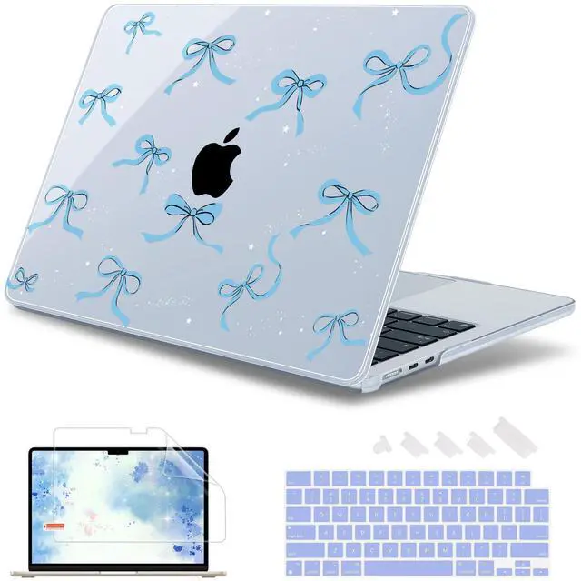 Main image of May Chen [2025 New Pattern] for MacBook Air 13.6 inch Case M2 M3 M4 Chip Model: A2681 A3113 A3240, 2022-2025 Release, Hard Shell Cover with Screen Protector & Keyboard Skin - Blue Bows